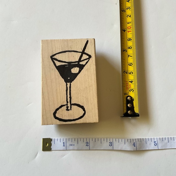 Martini Glass Rubber Stamp Paper Source MARTINI LARGE Wood Mounted - Picture 4 of 7